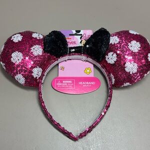 Disney Pink and Black Sequin Minnie Mouse Headband